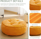 8" Washable Floor Pillow Cushion for Adults, Meditation Cushion Pillow, Large Round Floor Sitting, Removable Tufted Corduroy Cover, for Tatami Living Room or Yoga, 22x22 Inch, 2Pack, Machine Washable