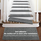 PURE ERA Bullnose Carpet Stair Treads Set Tape Free Non-Slip Indoor Stair Protectors Pet Friendly Rugs Covers Soft Skid Resistant Washable Reusable 9.5" x 30"(7 Pieces,Dark Gray)