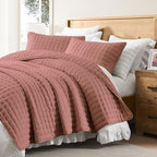 WDCOZY California Oversized Cal King Size Quilt Bedding Sets with 2 Pillow Shams, Lightweight Soft Bedspread Coverlet Bed Cover for All Season, 3 Pieces, 116x106 inches, Rose Red