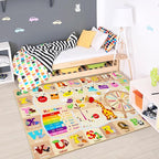 Chicrug Educational Kid Area Rug for Playroom, 9x12 Feet TPR Non Slip Kids Classroom Carpet Rug for Learning ABC Animal Shape Color Fruit, Washable Play Mat Rug for Children Nursery Toddler Room Decor