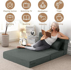 FILUXE Convertible Folding Sofa Bed - Sleeper Chair with Pillow, Modern Linen Fabric Floor & Futon Couch, Foldable Mattress for Living Room/Dorm/Guest/Home Office/Apartment, Standard Size, Dark Gray