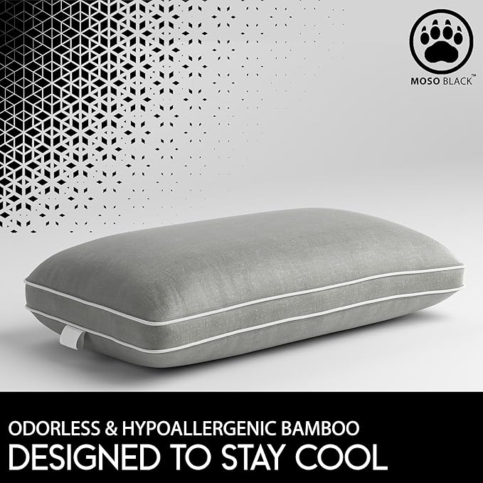 2-Pack King Size Cooling Pillow – 100% Viscose Derived from Bamboo, Silver – Firm Bed Pillows for Back and Stomach Sleepers – Hypoallergenic Comfort, Neck Alignment