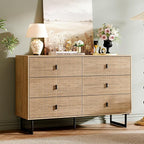 6 Drawer Dresser,47" Wide Mid Century Chest of Drawers,Wooden Bedroom Drawer Dresser with 6 Storage Drawers for Bedroom,Living Room,with Anti-Tipping Device,Warm Wood