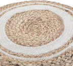 SIMPLIHOME Serena Round Braided Pouf - 18 inch Wide Upholstered Jute and Cotton Ottoman in Natural, Boho-Style Footstool or Extra Seating for Living Room with Polystyrene Bead Filling, Assembled