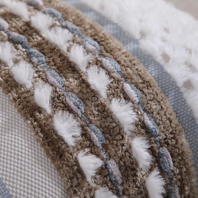 Boho Throw Pillow Covers 18x18 Set of 2 Farmhouse Decorative Couch Pillow Covers Neutral Accent Throw Pillows Covers Striped Outdoor Cushion Covers Square Textured Chenille Pillow Cases for Sofa Bed