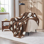 CozeCube Super Soft Fullfy Microfiber Reversible Knitted Blankets, Warm Cozy Fuzzy Plush Throw, Dark Brown and White Polka Dot Throw Blanket for Couch Bed Sofa, 50" x 60"