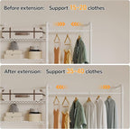 W4 Wall Mounted Closet System, Expandable Clothes Rack Heavy Duty Clothing Rack for Hanging Clothes, Industrial Pipe Closet Organizers for Reach in Closet, White