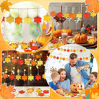 JULMELON 24 Pcs Fall Thanksgiving Maple Leaf Ornaments Tree Decorations Fall Autumn Mini Maple Hanging Ornaments with Rope Glitter Maple Pendant for Farmhouse Rustic Party Favors Supplies