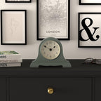 JONES CLOCKS® Speakeasy Mantel Clock | Classic Napoleon’s hat Design | Green | Contemporary Classic Style for Desk, Table, Shelf or Bedside