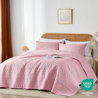 akkialla Twin Quilt Set, Pink Lightweight Microfiber Bedspread Coverlet, Boho Geometric Pattern, Soft All-Season Bedding, 2-Piece (1 Quilt, 1 Pillow Sham) | Breathable fabric, Modern style