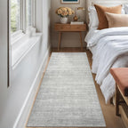 Art&Tuft Non-Slip Runner Rug - 3x5 Runner Rug Washable Low-Pile Rugs Runners, Soft Distressed Carpet Runner for Bedroom Bathroom Kitchen Laundry Living Room, Grey