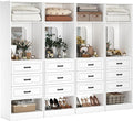 Unikito 100" Freestanding Closet System with Drawers, 8FT Closet Organizer Wardrobe with Storage Shelves and Mirror, Heavy Duty Wood Walk-in Closet Towers for Bedroom, Max Load 2000 LBS, White
