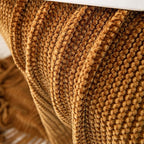 lifein Throw Blanket for Couch, Soft Boho Decor Bed Throw,Cozy Brown Knitted Chenille Small Farmhouse Lightweight Throw (Golden Brown,60 * 80")