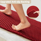 Waffle Bath Mat, Boho Bathroom Rugs Non Slip Washable Super Absorbent Quick Dry Bath Mat Farmhouse Bathroom Decor, 48"x24" Burgundy