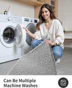 ILANGO Grey Bathroom Rugs 70" × 24" Non Slip & Super Absorbent Extra Thick Soft, Washable Bath Carpet Runner for Floor, Microfiber Plush Shaggy Bath Mats with Rubber for Bedroom Bathtub Shower Room