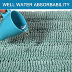 H.VERSAILTEX Bathroom Rugs Bath Rugs for Bathroom Non Slip Bath Mats Extra Thick Chenille Striped Rug 17" x 24" Absorbent Soft Shaggy Washable Dry Fast Bath Mats for Bath Room Floor - Eggshell Blue