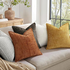 decorUhome Chenille Throw Pillow Covers 22x22 Set of 2, Thick Textured Slubby Neutral Decorative Pillow Covers with Elegant Design for Couch, Sofa, Living Room, Cream White