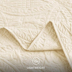 Love's cabin King Size Quilt Bedding Set Beige Bedspreads - Bed Summer Lightweight Bedspread Comforter - Coin Pattern Bedding Coverlet for All Season - 3 Pieces (1 Quilt, 2 Pillow Shams)