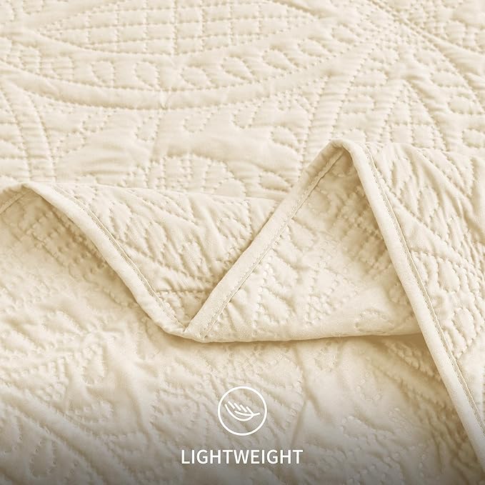 Love's cabin California King Size Quilt Set Beige Bedspreads - Soft Summer Lightweight Bedspread Comforter - Modern Coin Pattern Coverlet for All Season - 3 Pieces (1 Quilt, 2 Pillow Shams)