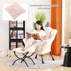 Lazy Chair with Ottoman, Large Purple Lounge Accent Chair with Ottoman and FA Throw Pillow, Comfy Plush Reading Chair for Living Room Bedroom Dorm Room Office Apartment Relaxing Use