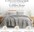 Southshore Fine Living, Inc. Ashanti Collection Oversized King Quilt Bedding Set, Soft Fabric, Lightweight Bedspread 3-Piece, Two Matching Shams (108 in Wide x 98 in Long), King/California Size, Grey