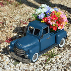 Farmhouse Blue Truck Decor, Vintage Metal Truck Table Decor, Decorative Farm Tabletop Storage & Garden Pickup Trucks Planter, Fall Coffee Desk Centerpiece & Car Model Gifts