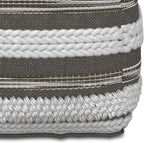 SIMPLIHOME Sommer Boho Square Pouf in Natural/Taupe Grey Handloom Woven Pattern for the Living Room, Bedroom and Kids Room