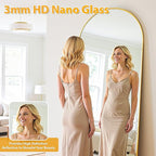 Full Length Mirror, 58"x21" Oversized Floor Mirror Freestanding, Full Body Mirror Floor Standing Mirrors with Stand, Hanging Mounted Mirrors for Bedroom Living Room, Gold, Arched Style