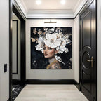 YPGEAME Vintage Wall Art, 3D Oil Texture Paintings Wall Decor, Floral Woman Wall Art, Room Aesthetics Decorative Modern Floral Art Women for Living Room, Bedroom, Office, 40x40 in