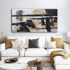 Black And Gold Abstract Wall Art Small Size Artwork Home Decoration Artwork Decor Modern Minimalist Canvas Painting Living Room Decor For Bedroom Office Wall Decor 20"X40"
