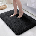 ILANGO Black Bathroom Rugs 30" × 20" Non Slip & Super Absorbent Extra Thick Soft, Washable Bath Mat for Floor, Microfiber Plush Shaggy Bath Rug with Rubber for Bathtub Shower Room Sink