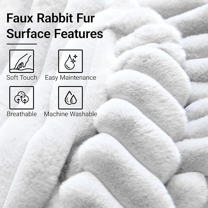 Luxury Round Stuffed Floor Poufs Ottoman, Stripe Faux Fur Footrest with Dual Layer Comfort, Removable Washable Cover, 20"x15" Plush Shaggy Pouf for Living Room Bedroom Vanity, Cream Beige