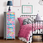 Sorbus Dresser Storage Tower, Organizer Drawers for Closet Boys & Girls Bedroom, Bedside Furniture, Chest for Home, College Dorm, Steel Frame, Wood Top, Tie-dye Fabric Bins (4-Drawer, Pastel Tie-dye)