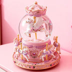 Music Box Unicorn Carousel Horses Snow Globe Gifts, Birthday Gift for Daughter Girls Women, Musical Carousel for Wife Friend Sister Anniversary Christmas Play You are My Sunshine