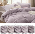 Bedsure Dusty Purple Duvet Cover Queen Size - 3 Pieces Prewashed Cotton-Like Extra Soft Bedding Set, Includes 1 Duvet Cover 90x90 Inches with Zipper Closure & 2 Pillow Shams, Comforter Not Included