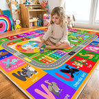 Kids Rugs for Classroom 8' x 10', Kids Educational Area Rugs for Learning ABC Alphabet, Numbers, Colors, Animal Words and Season, Washable Kid Room Rug Play Mat for Playroom Bedroom