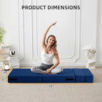 FILUXE Convertible Folding Sofa Bed - Sleeper Chair with Pillow, Modern Linen Fabric Floor & Futon Couch, Foldable Mattress for Living Room/Dorm/Guest Use/Home Office/Apartment, Single Size, Navy Blue