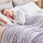 EMME Soft Sherpa Fleece Blanket Reversible Plush Fluffy Large Blanket, Light Weight Warm Decorative Boho Blanket Cover for Sofa, Couch, Bedroom,Travel(Plush Purple,50"x60")
