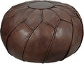 Thgonwid Round Unstuffed Pouf Cover, Leather Foot Stool Ottoman with Storage, Bean Bag Floor Chair, Multi Functional Footrest for Living Room, Bedroom or Balcony (Deep Coffee)