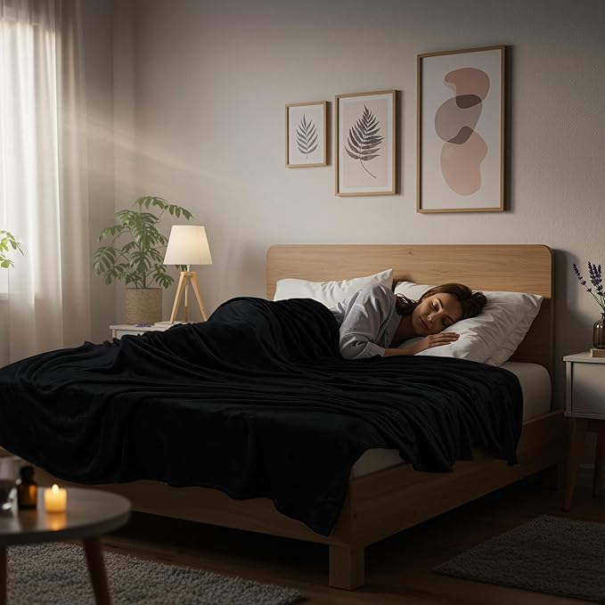 Utopia Bedding Fleece Blanket Full Size Black 300GSM Luxury Fuzzy Soft Anti-Static Microfiber Bed Blanket (90x84 Inch)