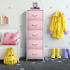Sorbus Fabric Dresser for Kids Bedroom - Chest of 5 Drawers, Tall Storage Tower, Clothing Organizer, for Closet, for Playroom, for Nursery, Steel Frame, Fabric Bins - Wood Handle (Pink)