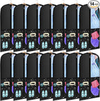 Geelin 14 Pcs Garment Bags for Dance Costumes PVC Clear with Zippers 20 x 40 Inch Garment Bag with Pockets Dance Costume Organizer Carrier for Storage Cover for Adult(Black)