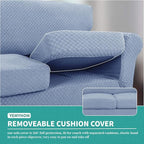 YEMYHOM Latest Checkered 2 Pieces Chair Covers for Living Room High Stretch Thickened Chair Slipcovers with Arms Anti Slip Elastic Armchair Sofa Couch Protector (Light Blue), 31"-46"(1 Cushion)