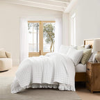 WDCOZY White Twin Size Quilt Bedding Sets with Pillow Sham, Lightweight Soft Bedspread Coverlet, Quilted Blanket Thin Comforter Bed Cover, All Season Summer Spring, 2 Pieces, 68x90 inches