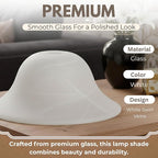 LightAccents White Floor Lamp Glass Shade Replacement - Modern Bowl Torchiere Lamp, Height: 4.75 inches, Width: 12 inches
