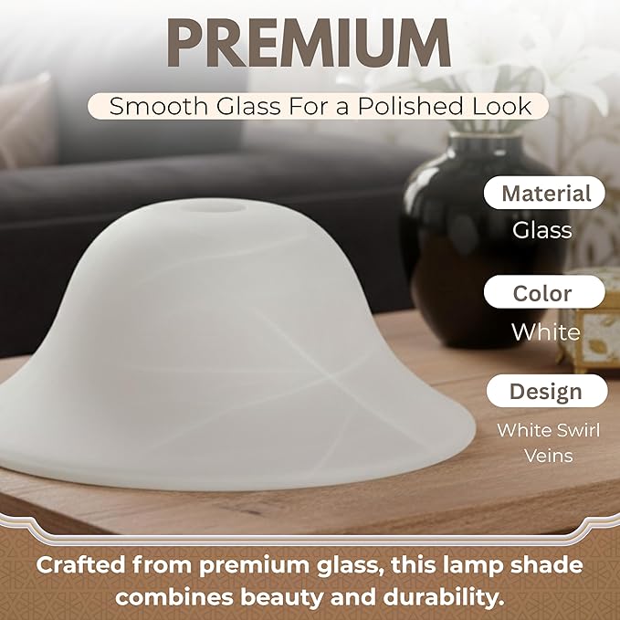 LightAccents White Floor Lamp Glass Shade Replacement - Modern Bowl Torchiere Lamp, Height: 4.75 inches, Width: 12 inches