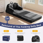 MAXYOYO Folding Sofa Bed with Backrest, Boneless Fold Out Couch Bed with Handle, 2 in 1 Convertible Bean Bag Chair to Floor Sofa Lounger, Comfy Folding Couch for Bedroom & Living Room, Black