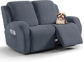 VANSOFY Recliner Loveseat Cover, 6-Pieces Stretch Dual Recliner Sofa Cover Soft Jacquard Reclining Couch Slipcover Furniture Protector with Elastic Bottom for Kid, Pets(2 Seat,Gray)