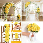 Kimura's Cabin 6pcs Yellow Fake Flowers Faux Hydrangea Flower Artificial Silk Hydrangeas Bouquets with Stems for Home Wedding Baby Shower Birthday Party Festive Decoration (Yellow)