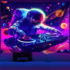 NYZE Astronaut Space Tapestry for Bedroom, Music Wall Tapestry, Party Decor Glow in the Dark Room Decor Tapestries, Cool Galaxy Planet Wall Hanging, Wall Hanging for Room Dorm 59in×51in